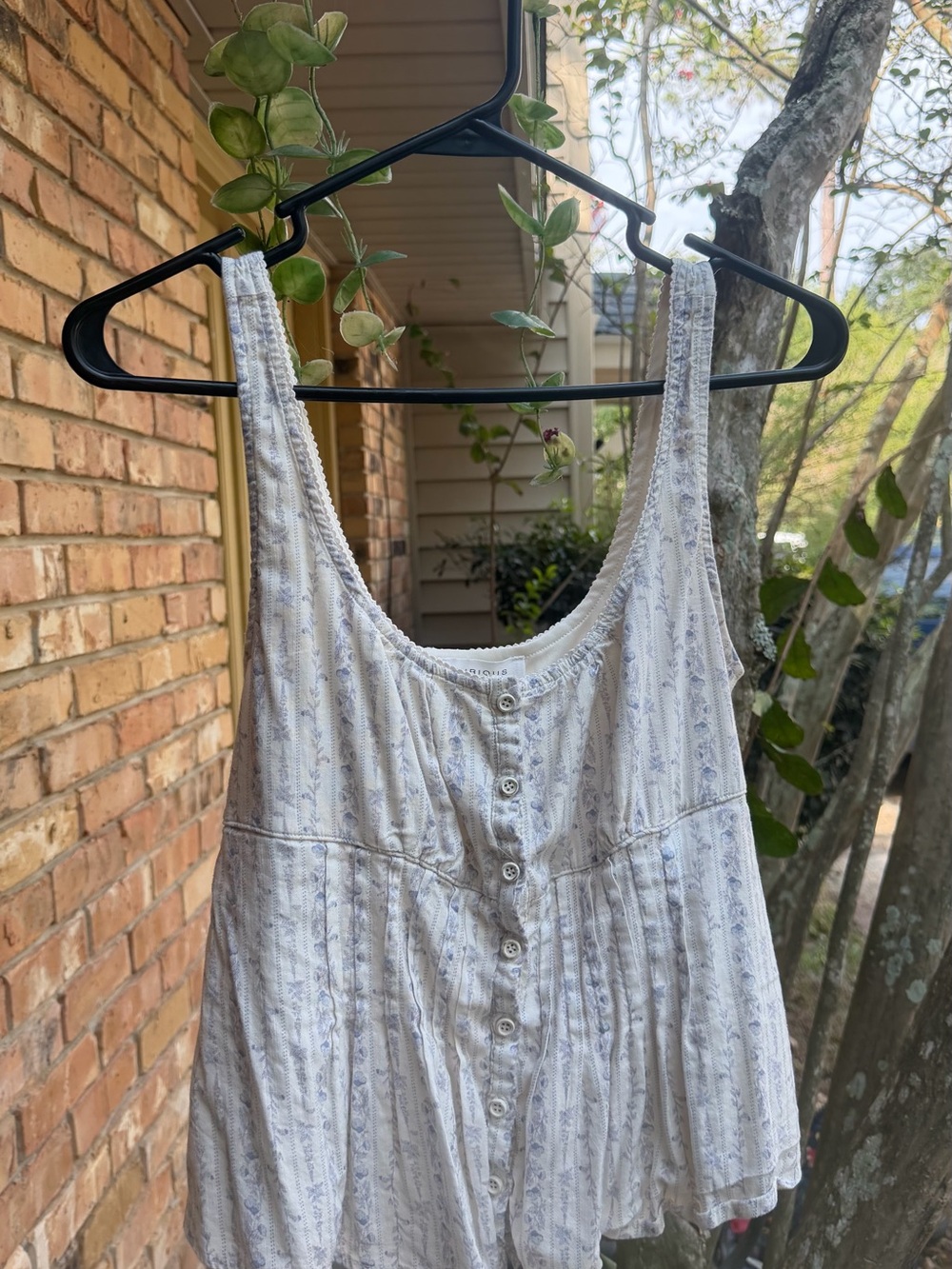 Light Blue Floral Button-Front Women's top